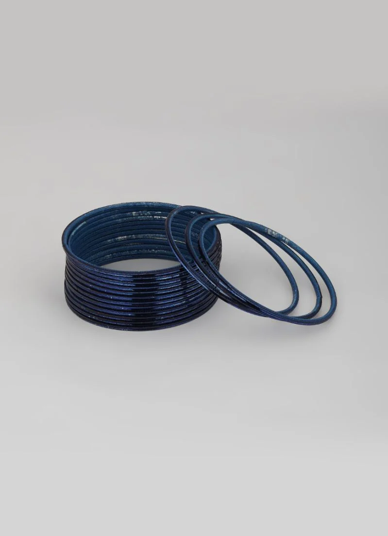 Navy Blue Bangle Set â€“ Lightweight Slim Stackable Bangles for Women - Image 3