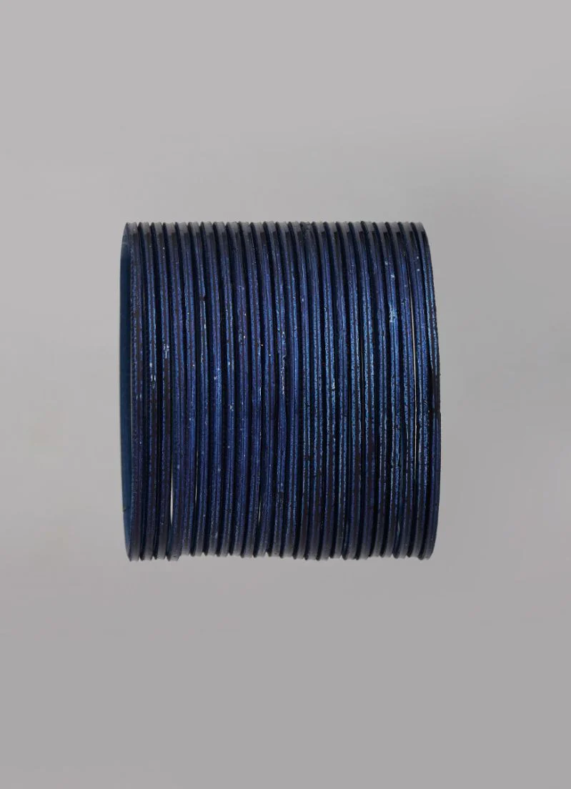 Navy Blue Bangle Set â€“ Lightweight Slim Stackable Bangles for Women - Image 4