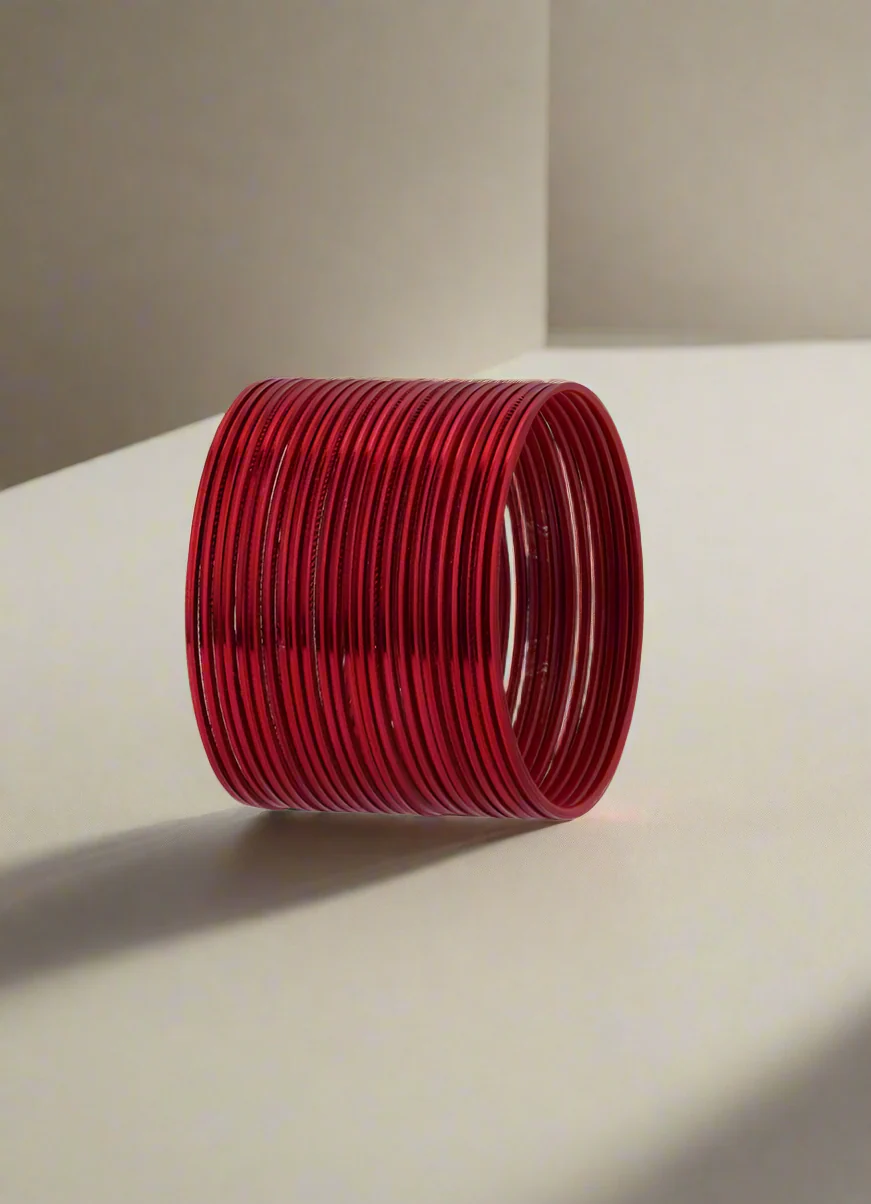 Red Bangle Set â€“ Lightweight Stackable Slim Red Bangles - Image 2