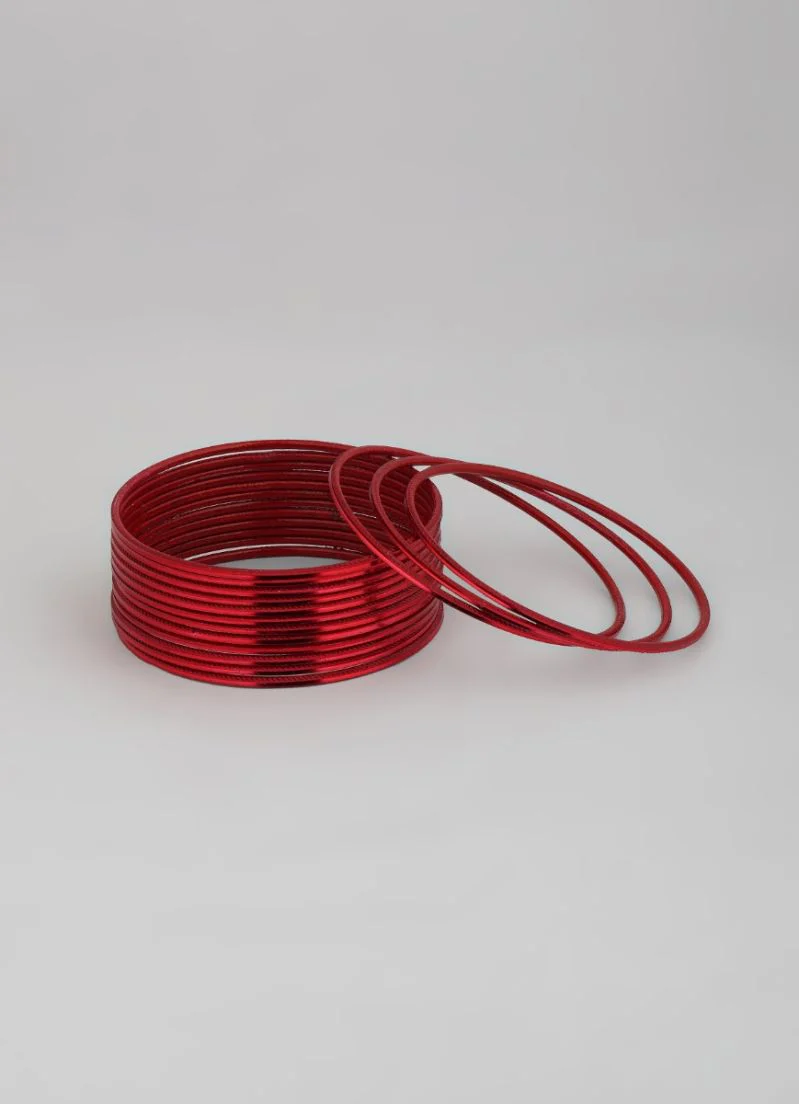 Red Bangle Set â€“ Lightweight Stackable Slim Red Bangles - Image 3
