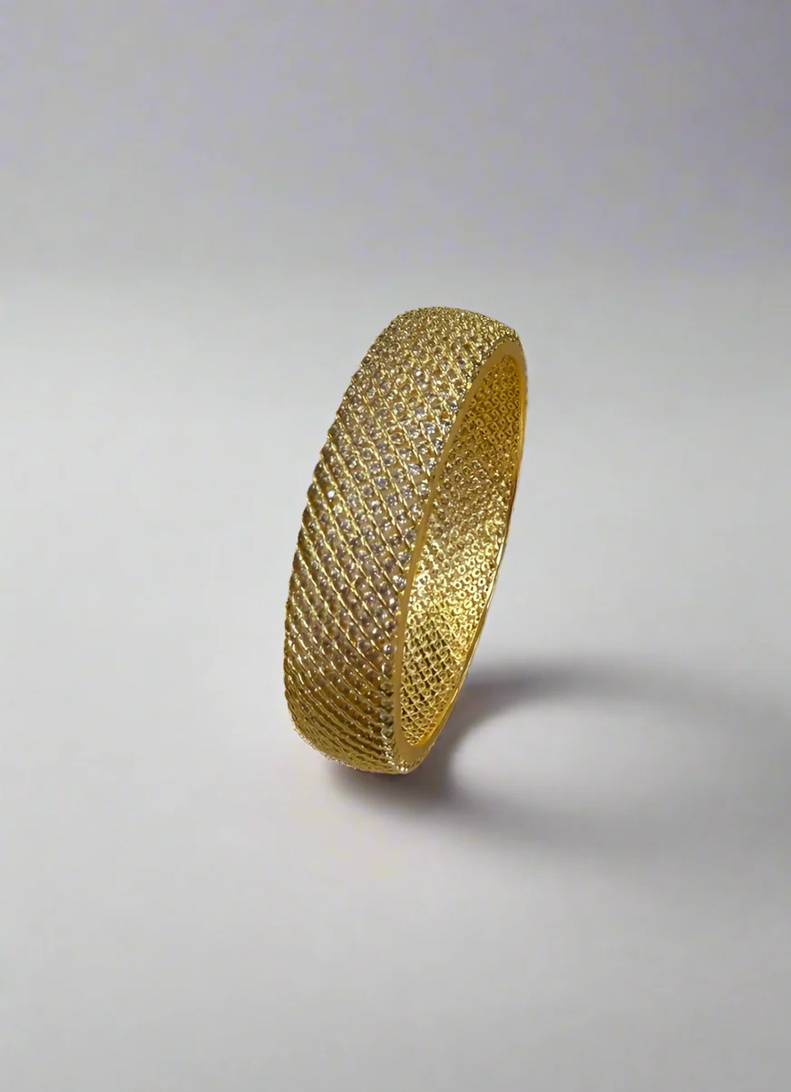 American Diamonte Gold Plated Bangle Kara - Image 3