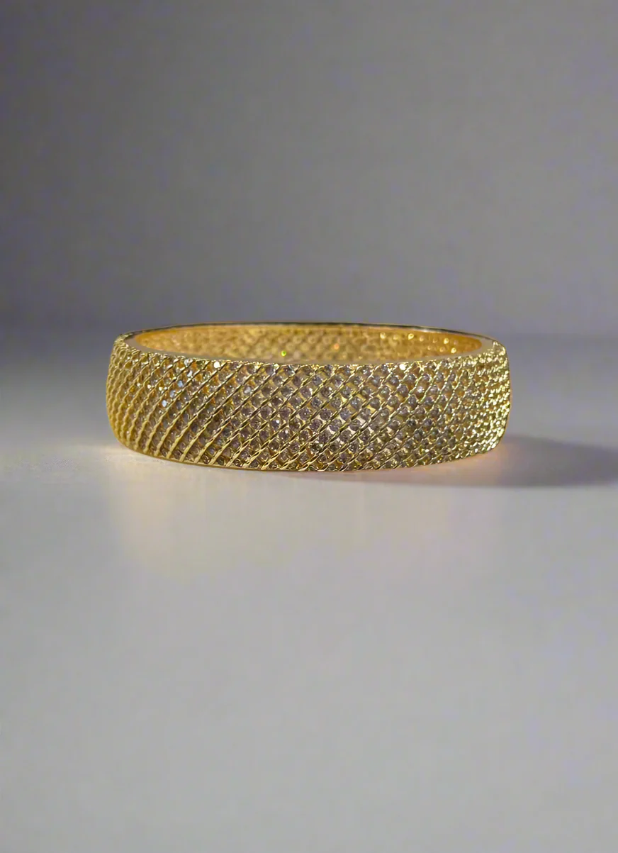 American Diamonte Gold Plated Bangle Kara - Image 4