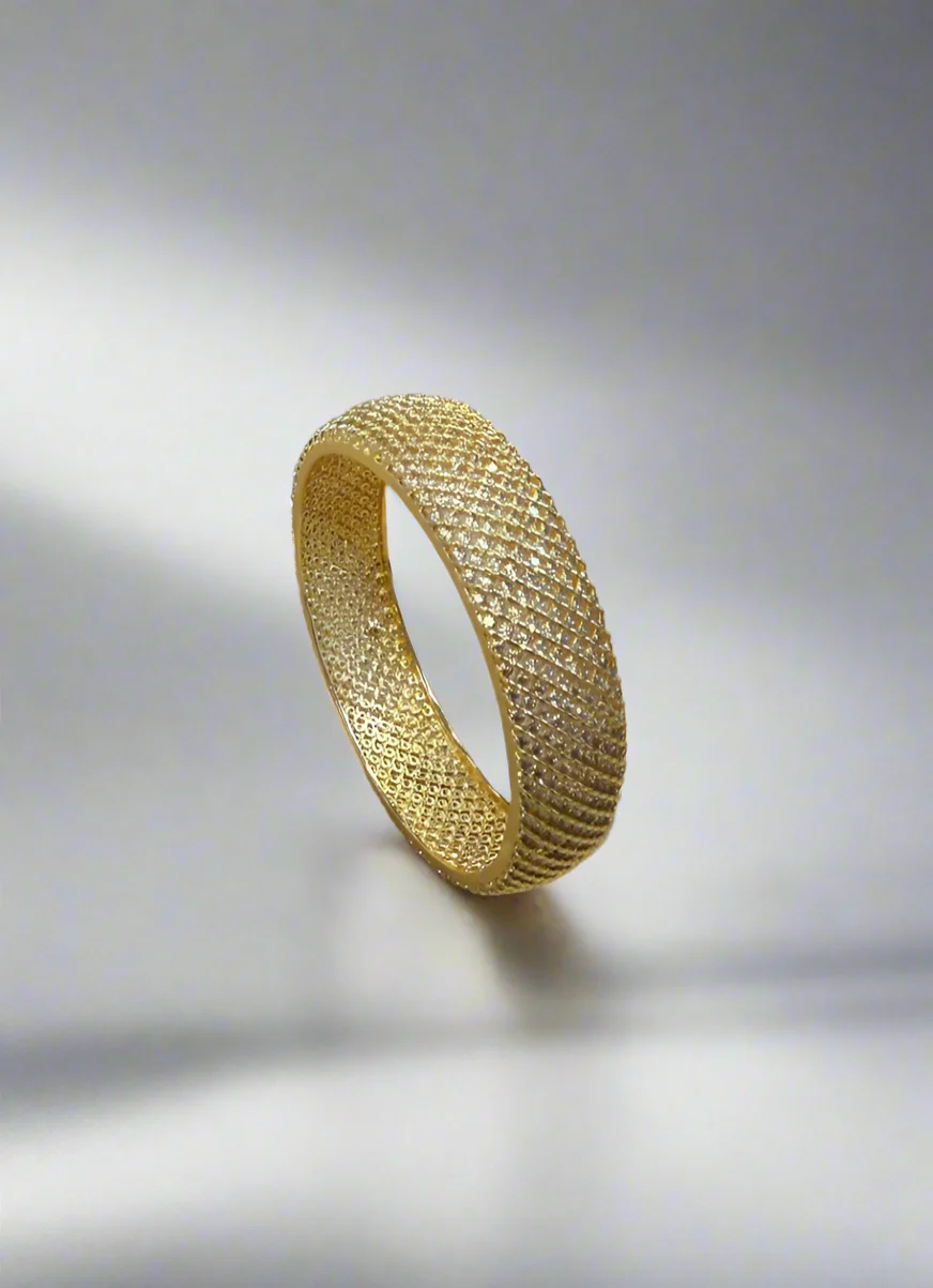American Diamonte Gold Plated Bangle Kara - Image 5