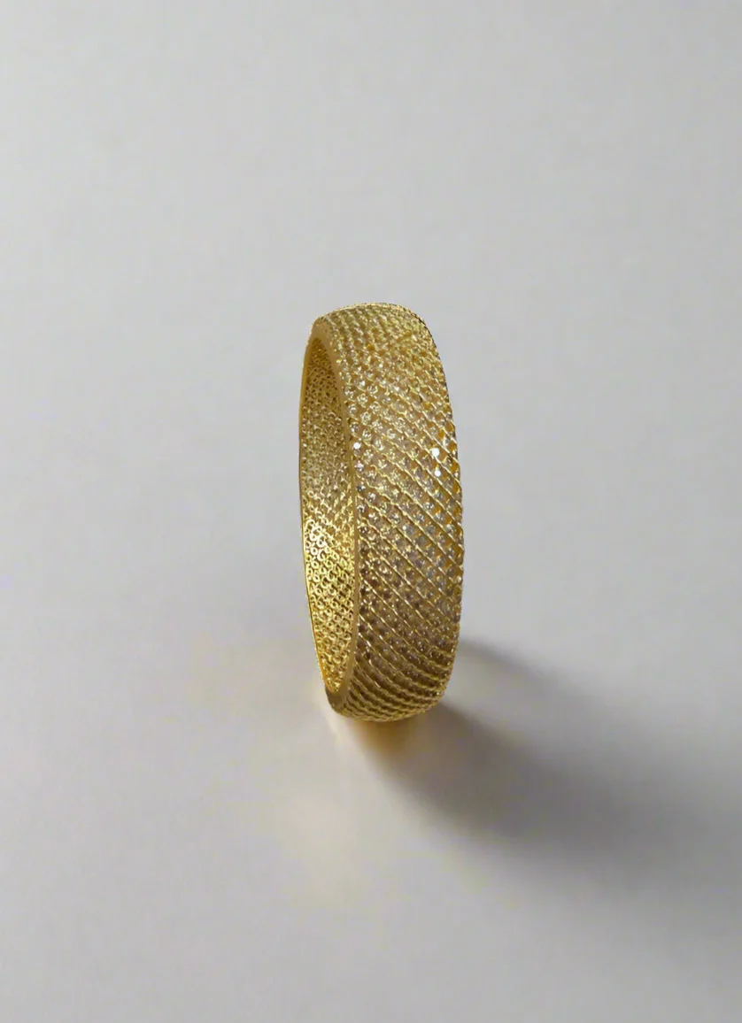 American Diamonte Gold Plated Bangle Kara - Image 6