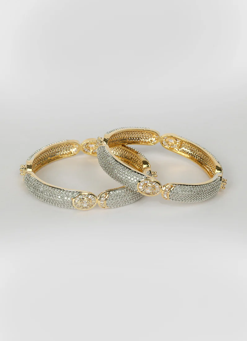 American Diamonte Gold Plated Bangle Pair - Image 4