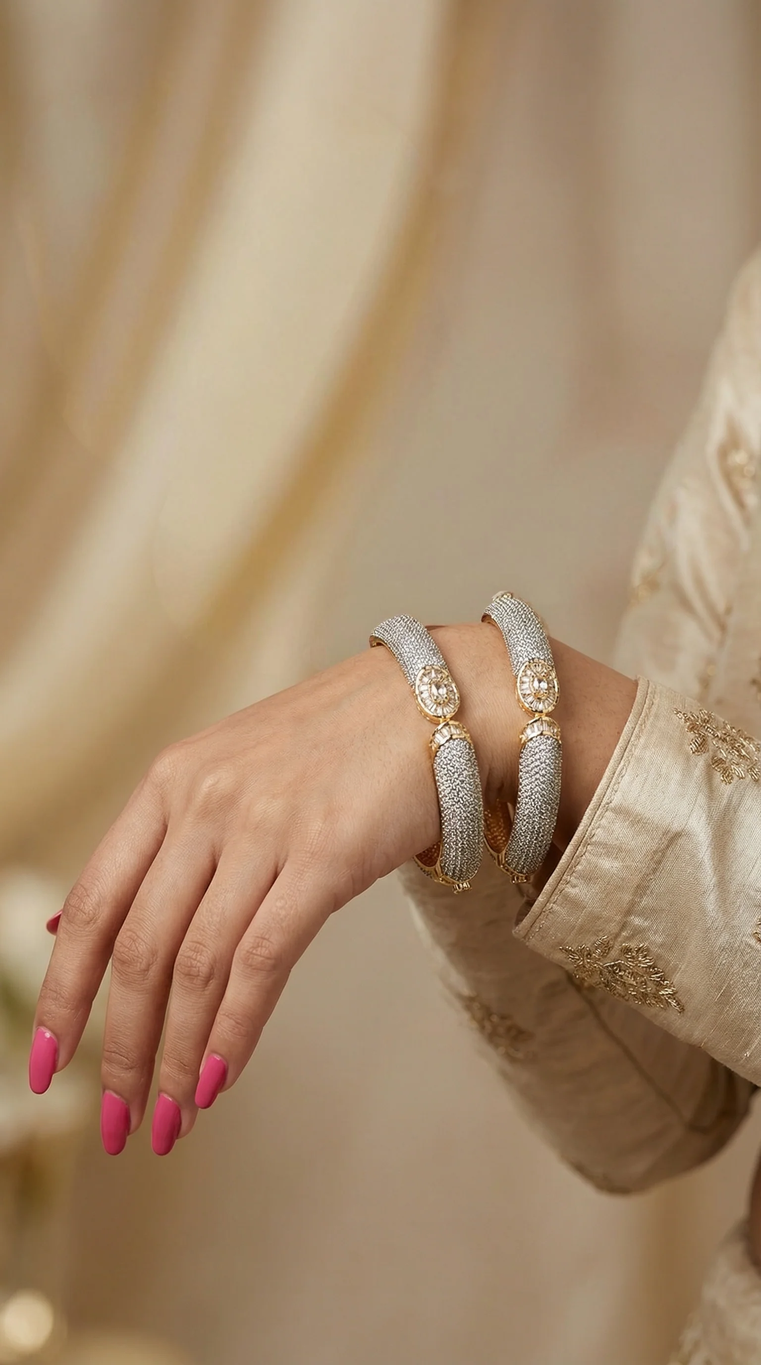 American Diamonte Gold Plated Bangle Pair - Image 5
