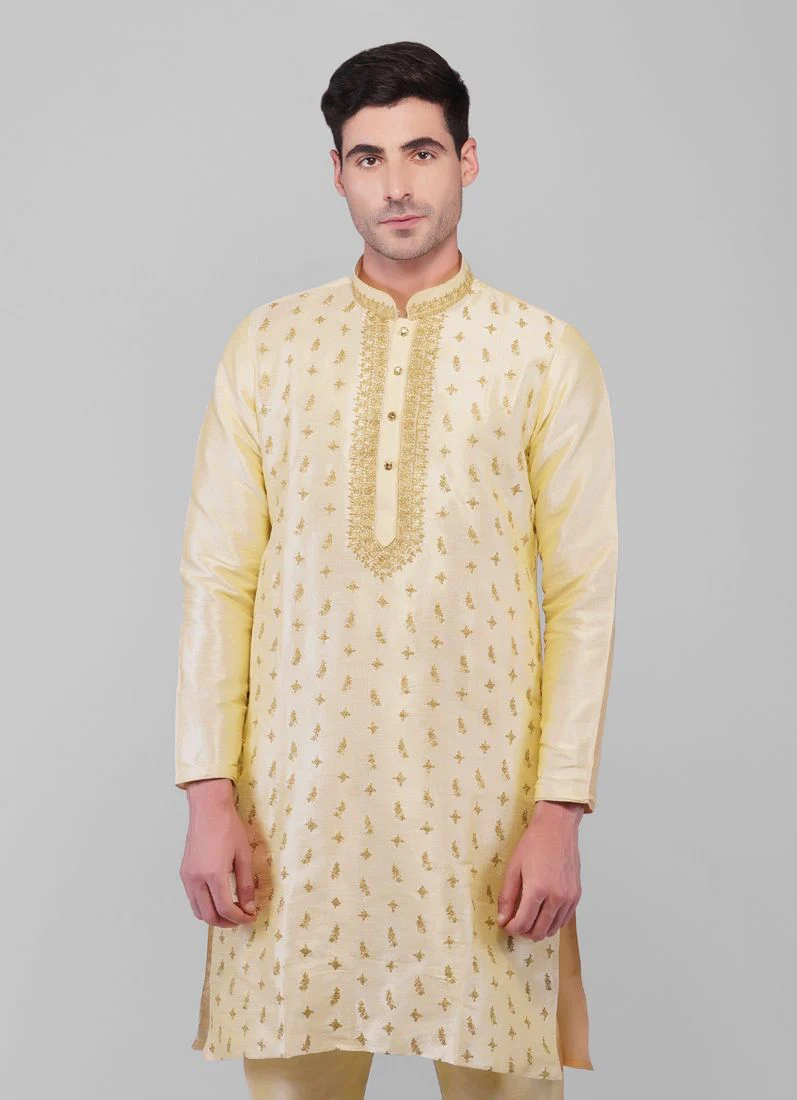 Antique Zari Embroidered Kurta Churidaar Set - Image 2