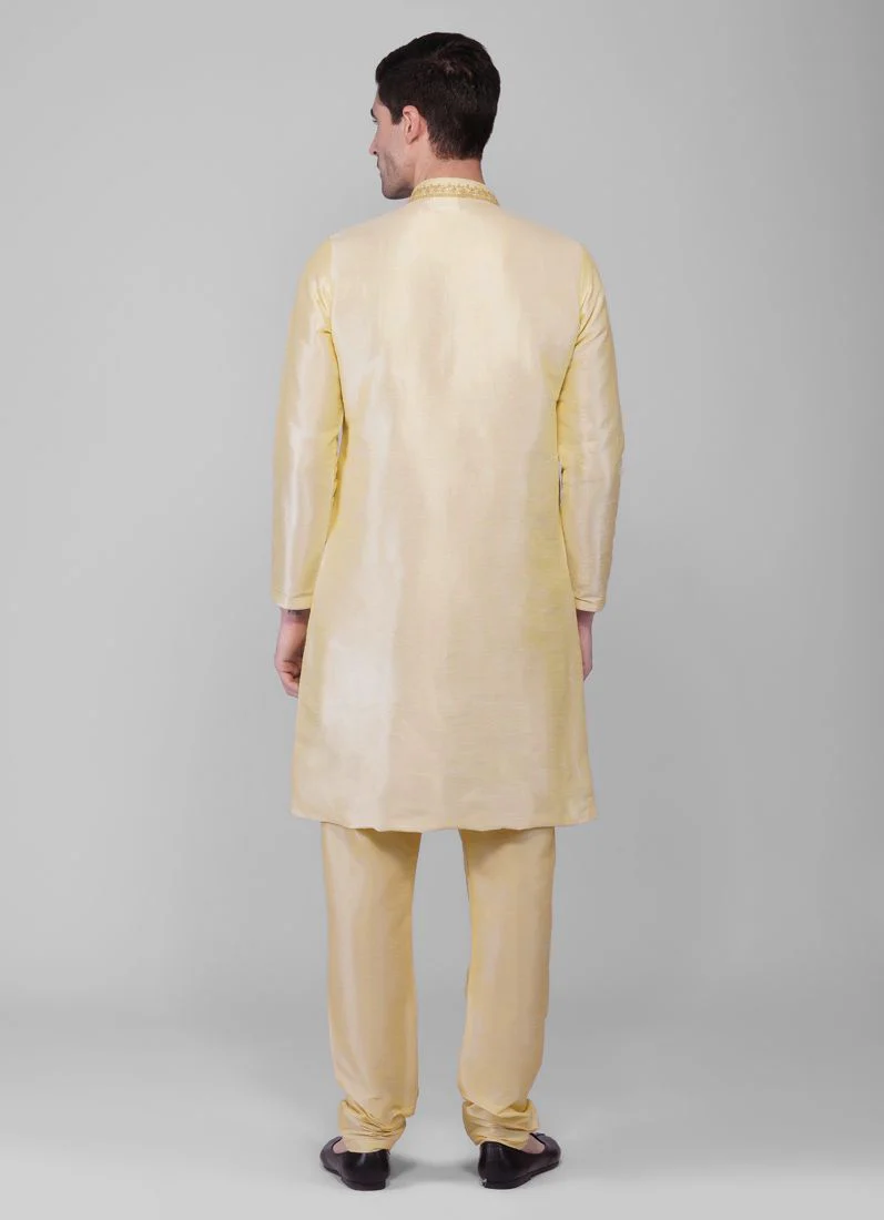 Antique Zari Embroidered Kurta Churidaar Set - Image 3