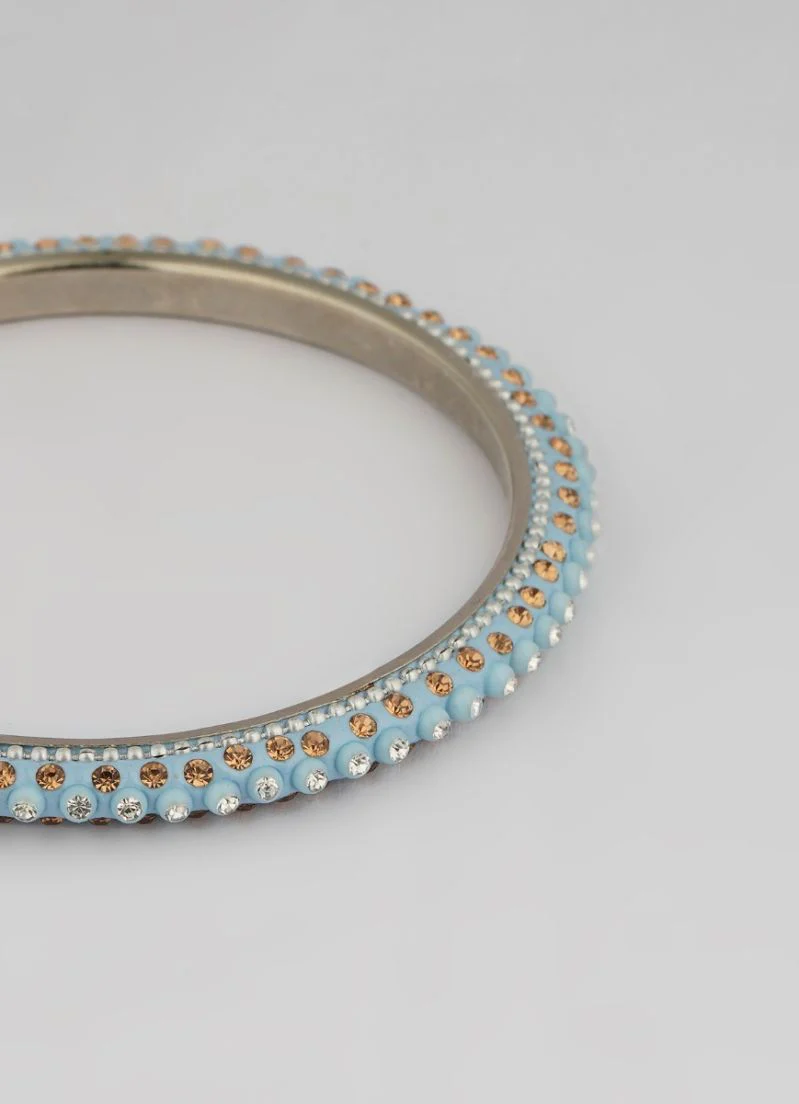 Aqua Blue Bangles with Silver and Gold 4pc â€“ Luxury Wedding Jewellery Set - Image 4