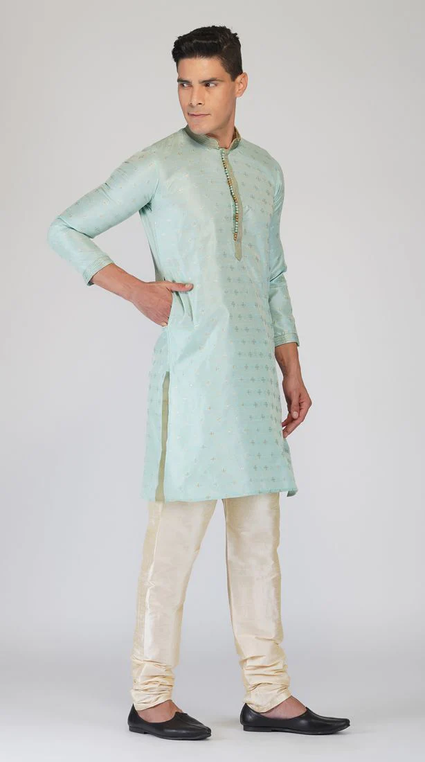 Aqua Buty Embroidered Kurta Churidaar Set - Image 3