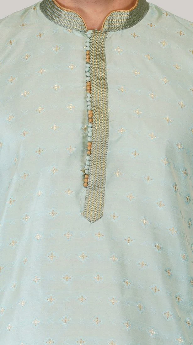 Aqua Buty Embroidered Kurta Churidaar Set - Image 4