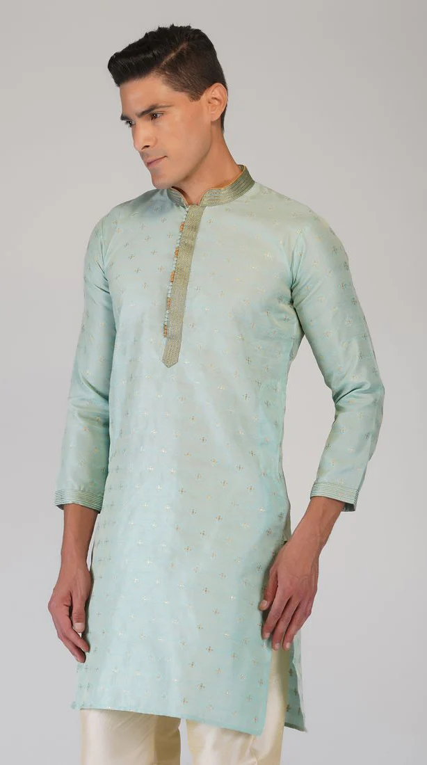 Aqua Buty Embroidered Kurta Churidaar Set - Image 5