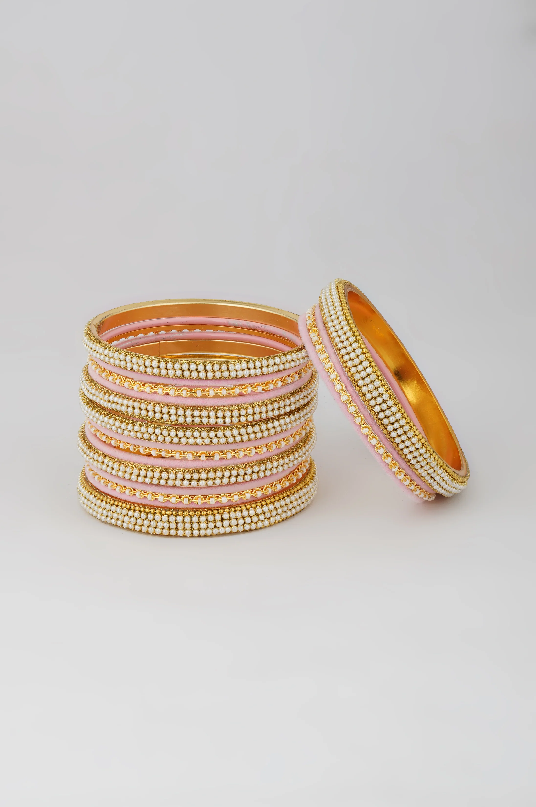 Baby Pink Velvet Bangle Set - Image 3