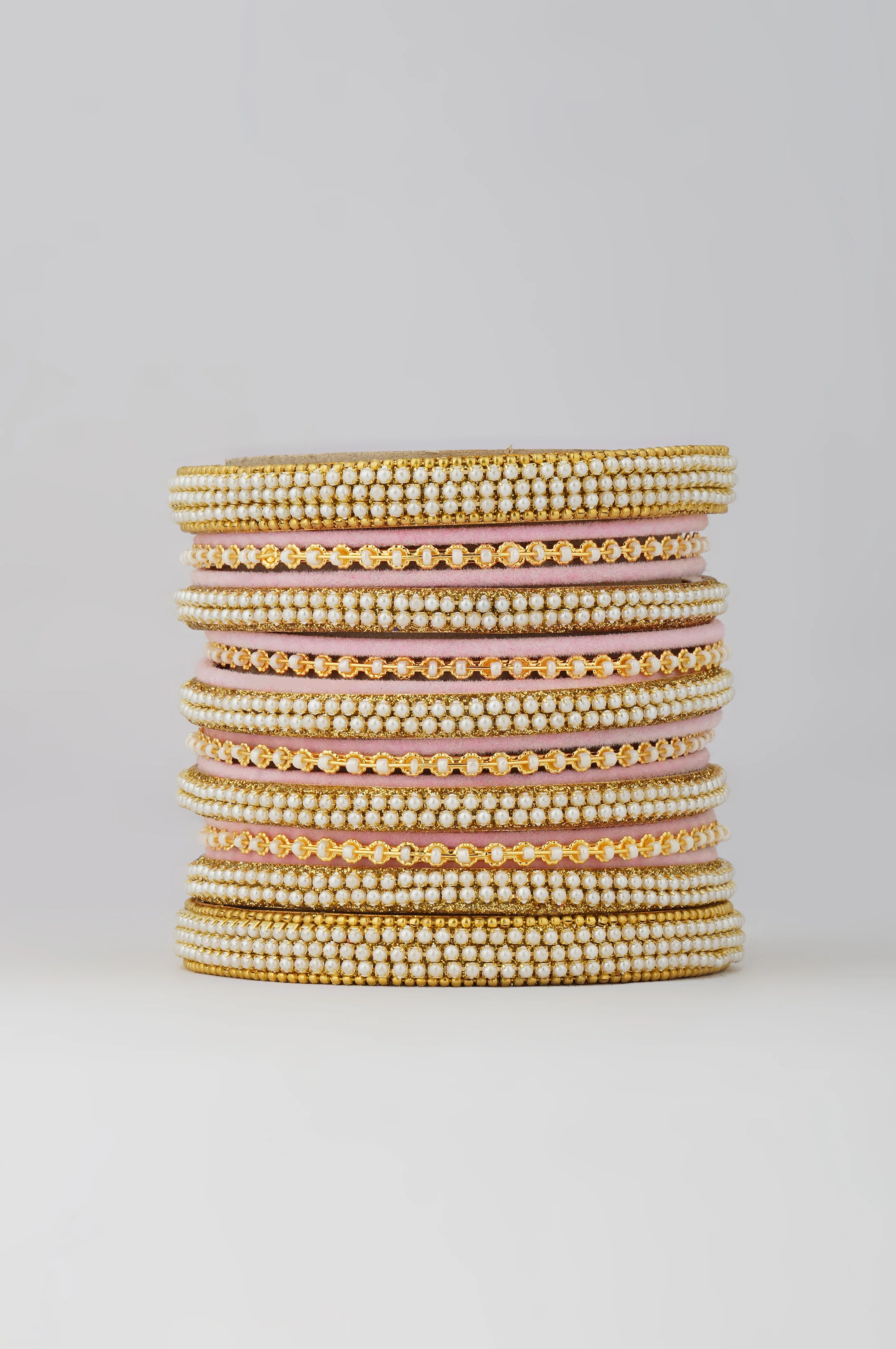 Baby Pink Velvet Bangle Set - Image 4