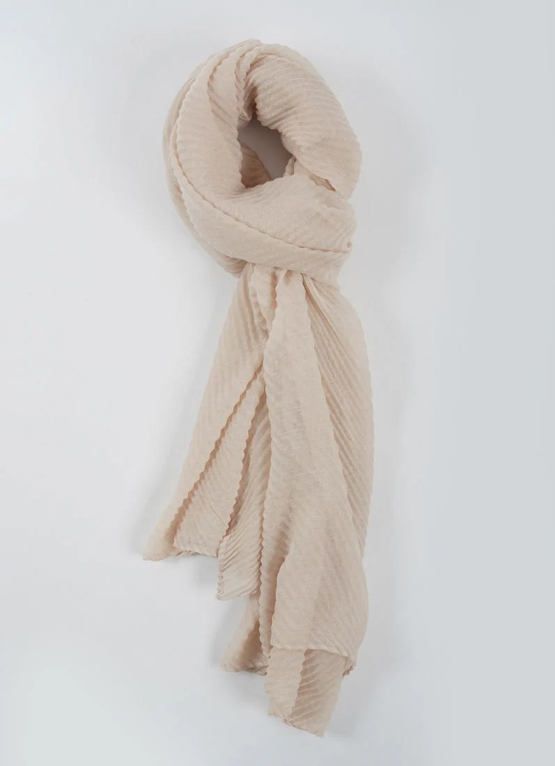 Beige Cotton Crinkled scarf - Image 2