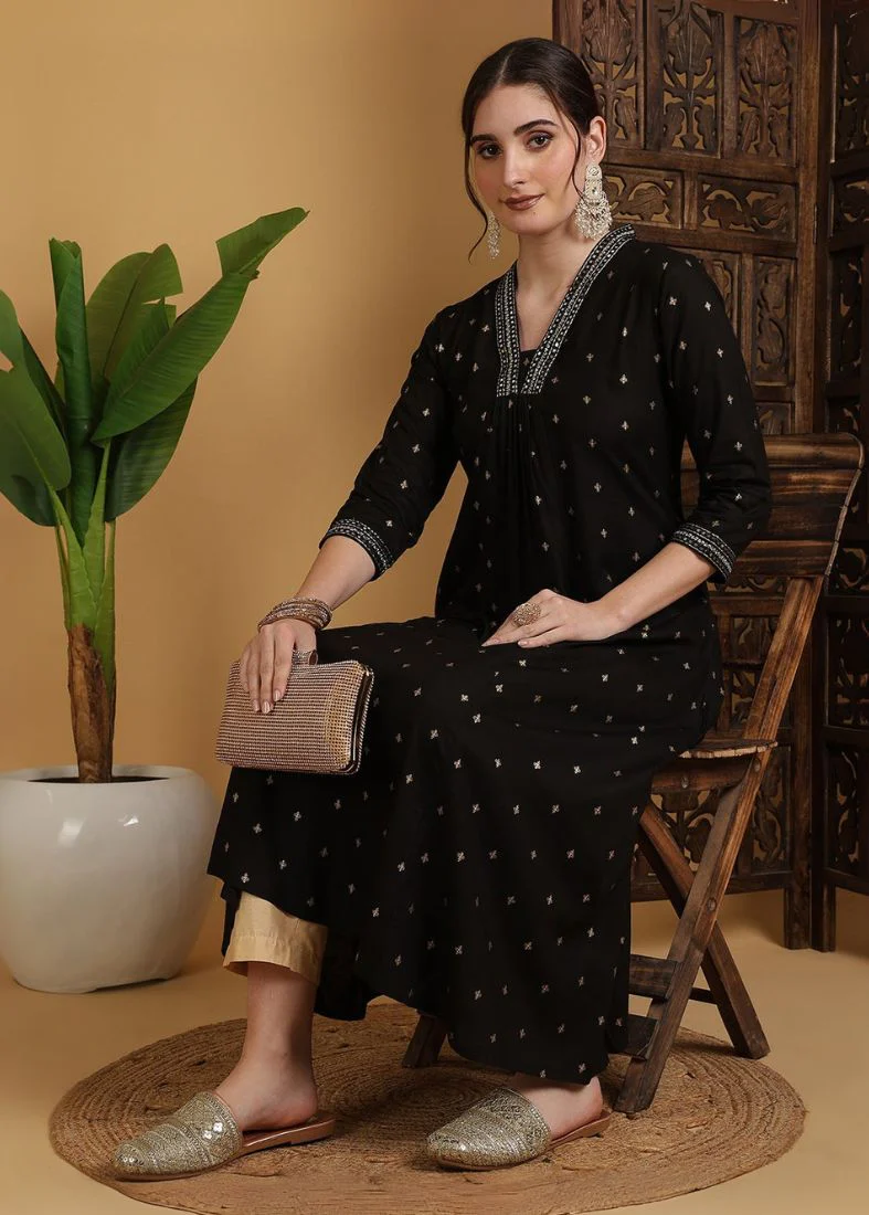 Black A-line Kurti - Image 2