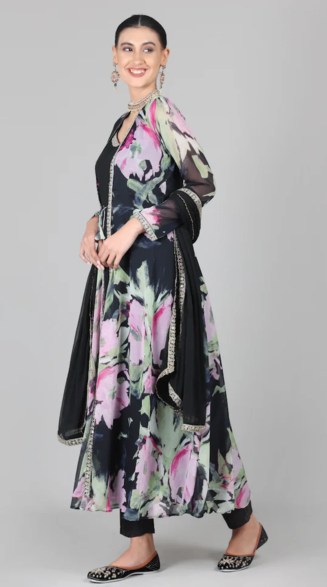 Black Bias Cut Jacket Style Suit Set - Image 2