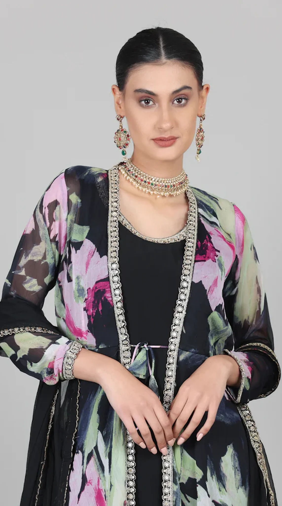 Black Bias Cut Jacket Style Suit Set - Image 4