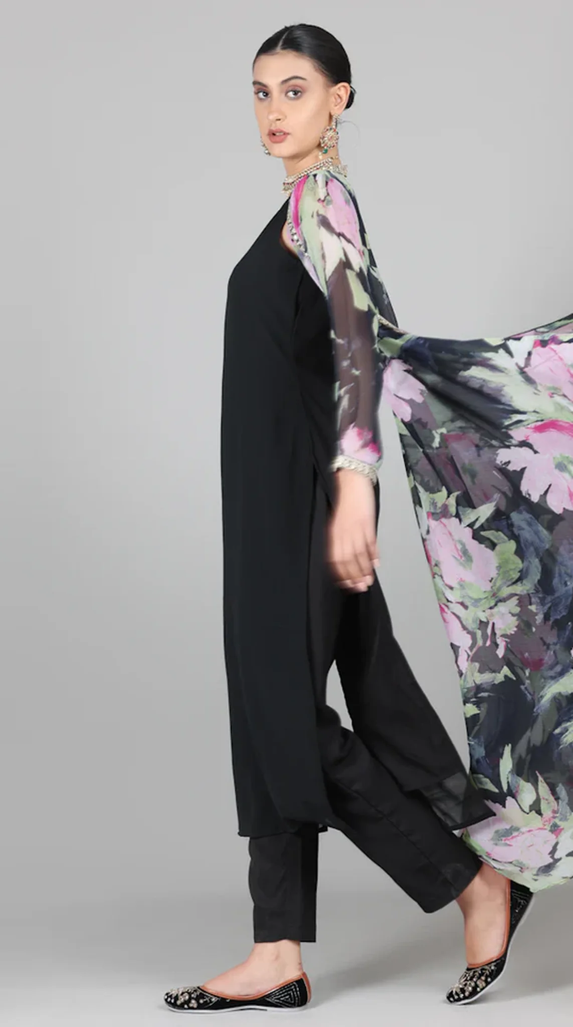 Black Bias Cut Jacket Style Suit Set - Image 6