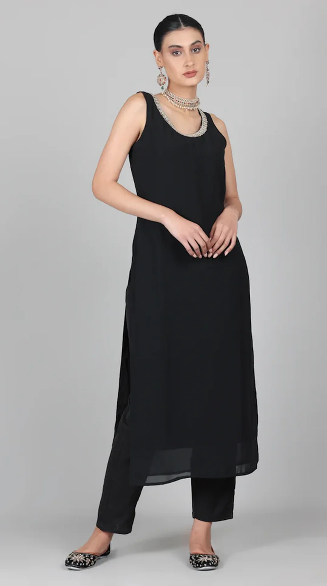 Black Bias Cut Jacket Style Suit Set - Image 7