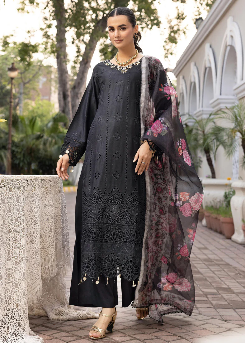 Black Chikenkari Handwork Suit Set - Image 3