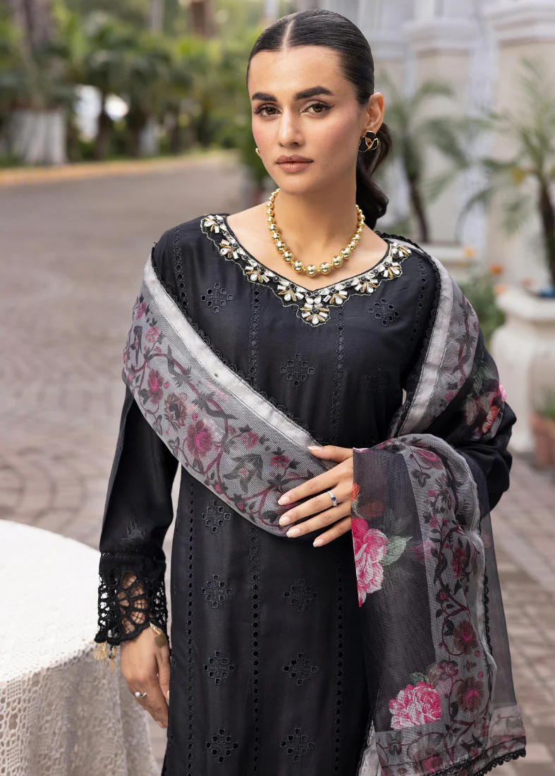 Black Chikenkari Handwork Suit Set - Image 4