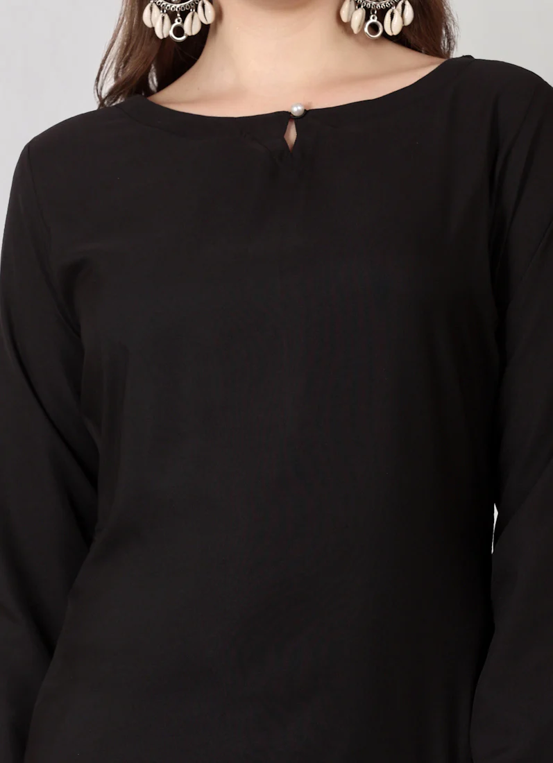Black Crepe Printed Dupatta Suit Set - Image 7
