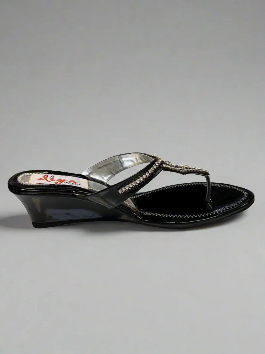 Black Diamonte Chappal - Image 2