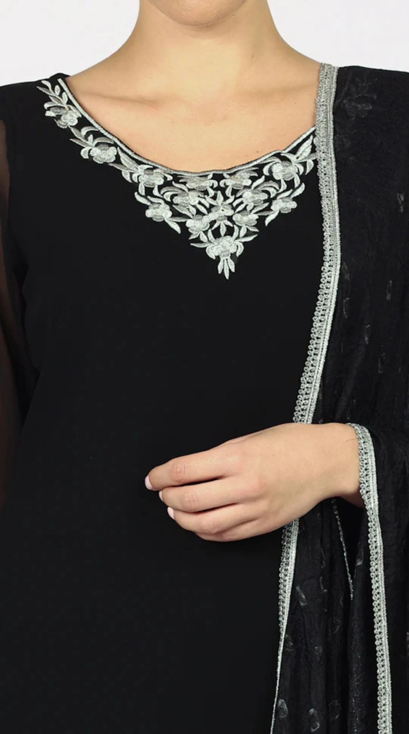 Black Georgette Bandhani Dupatta Suit Set - Image 4