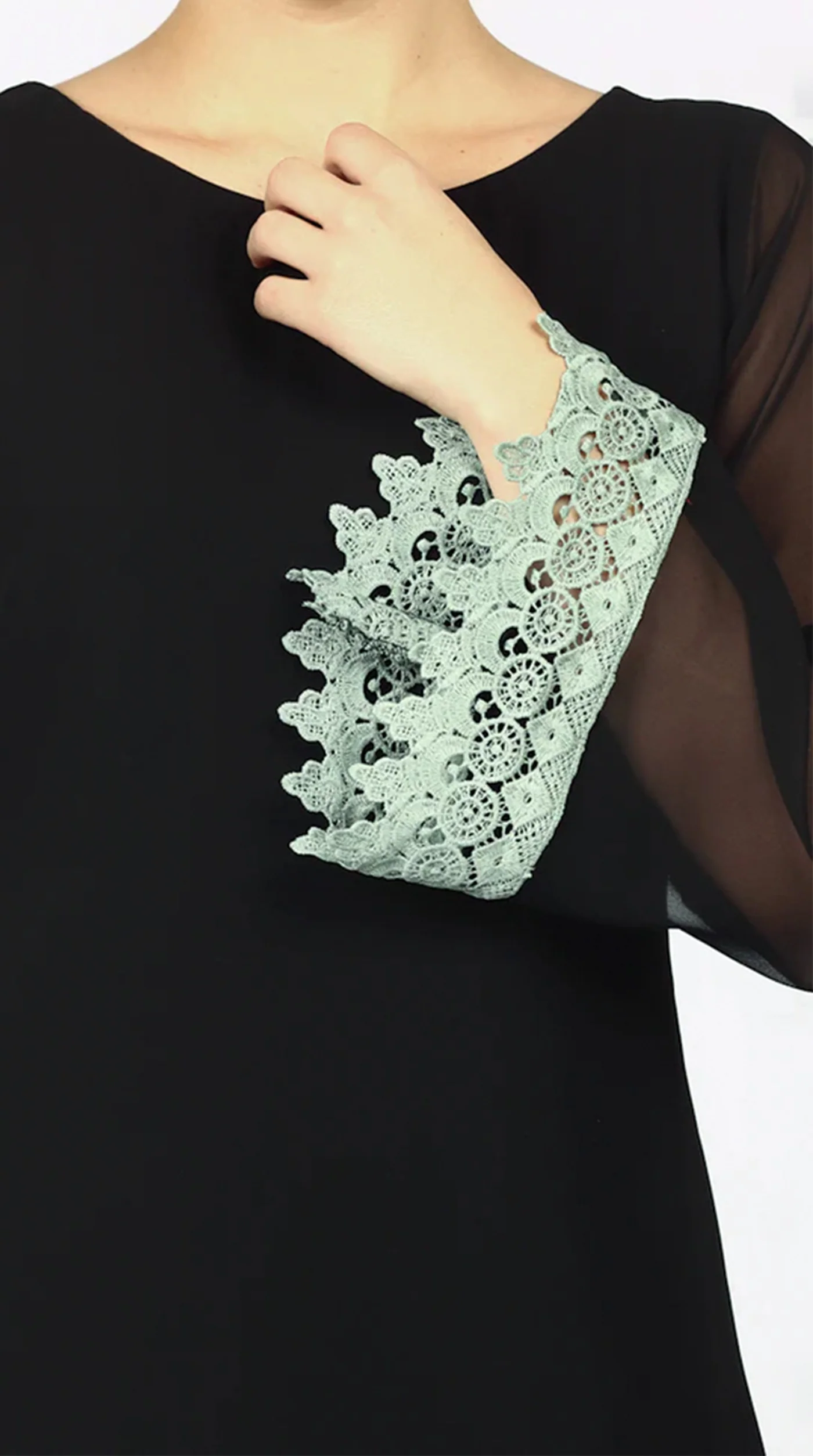 Black Georgette Printed Dupatta Suit Set - Image 7