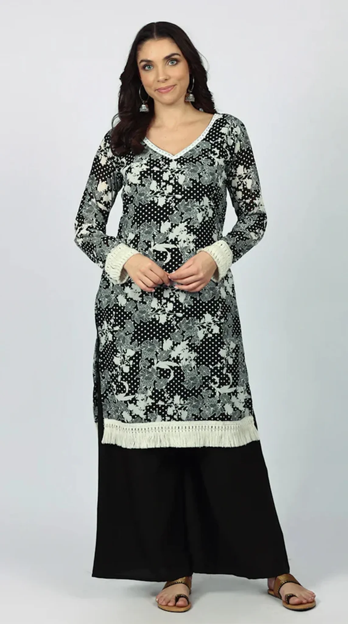 Black Georgette Shift Suit Set - Image 6