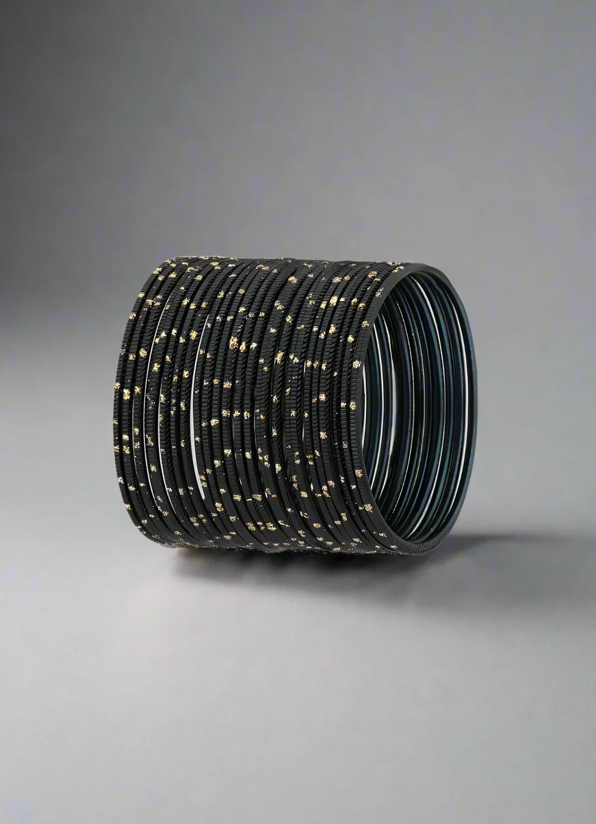 Black Lightweight Bangles with Glitter Spots - Image 2