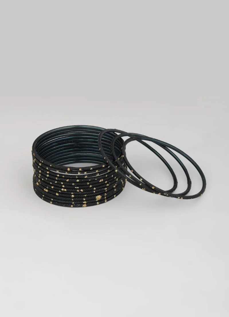Black Lightweight Bangles with Glitter Spots - Image 3