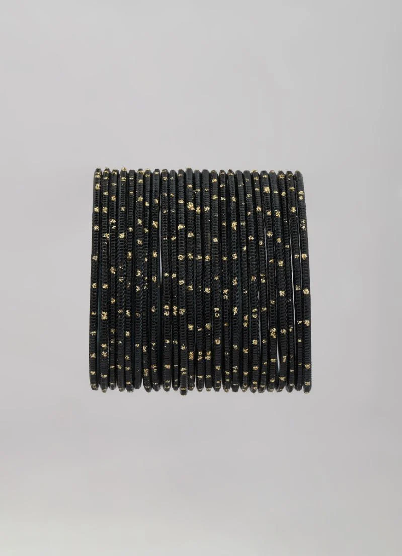 Black Lightweight Bangles with Glitter Spots - Image 4
