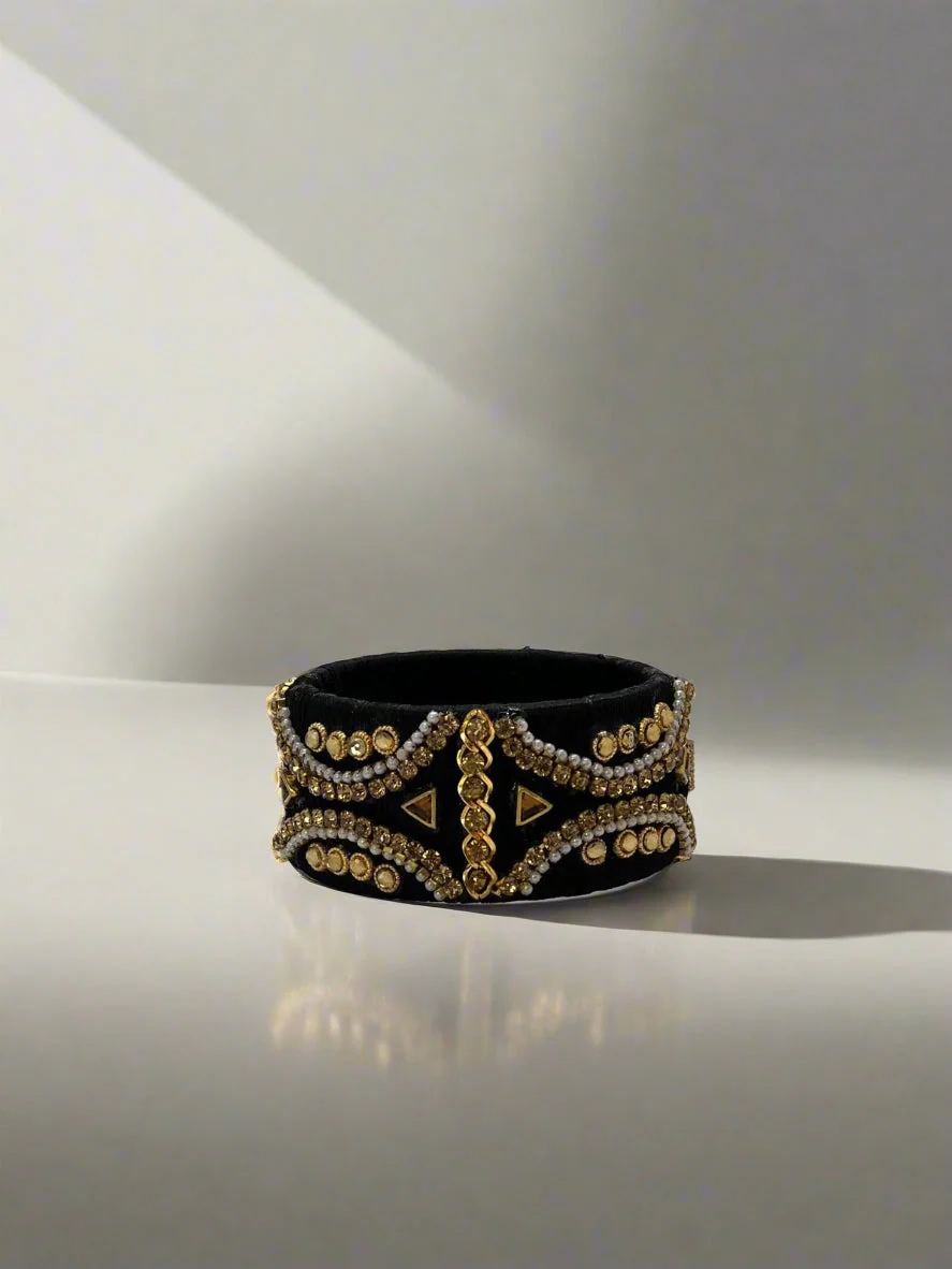 Black Intricate Embellished Cuff - Image 2