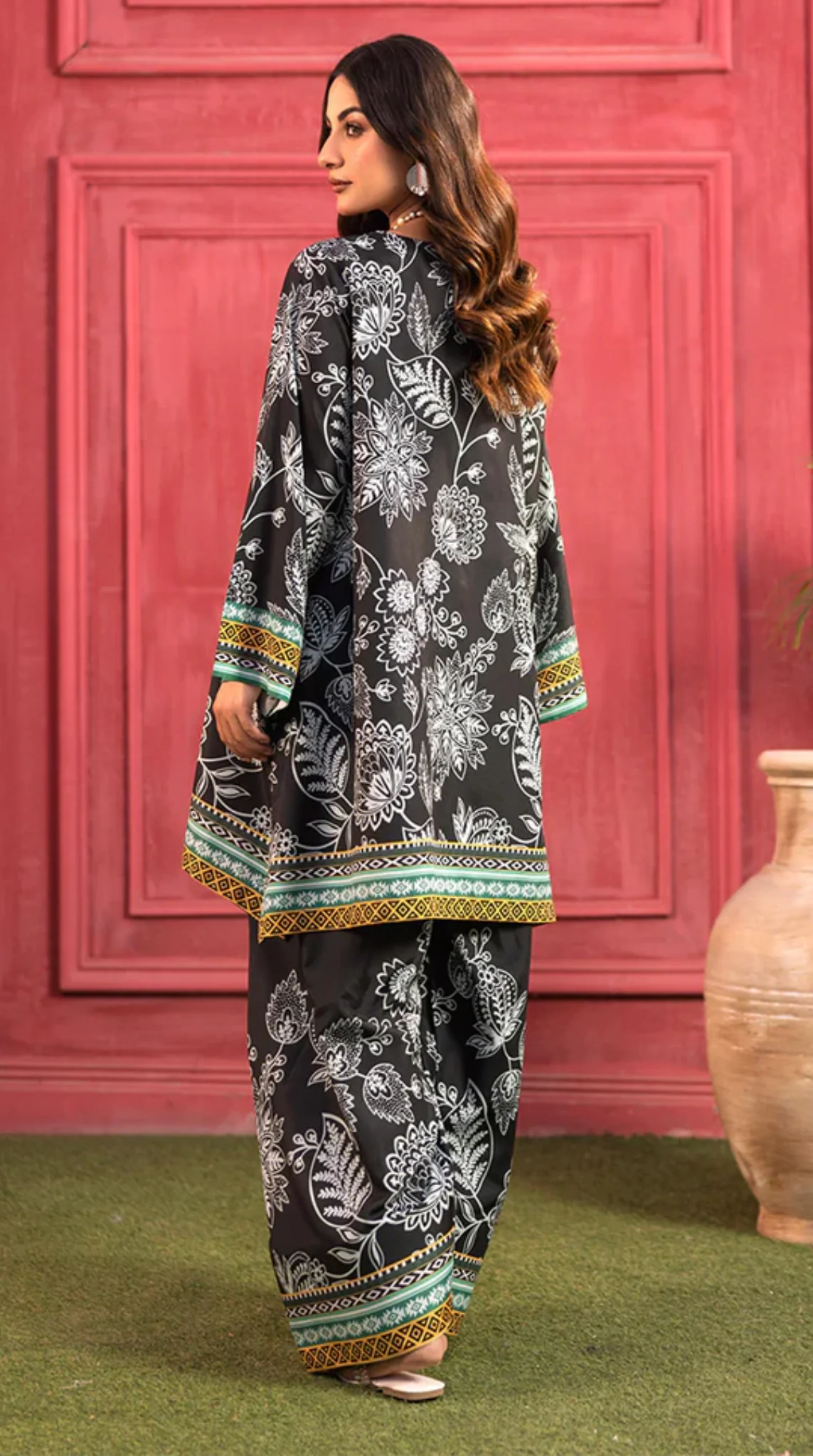 Black Lawn Printed Co-ord Set - Image 2