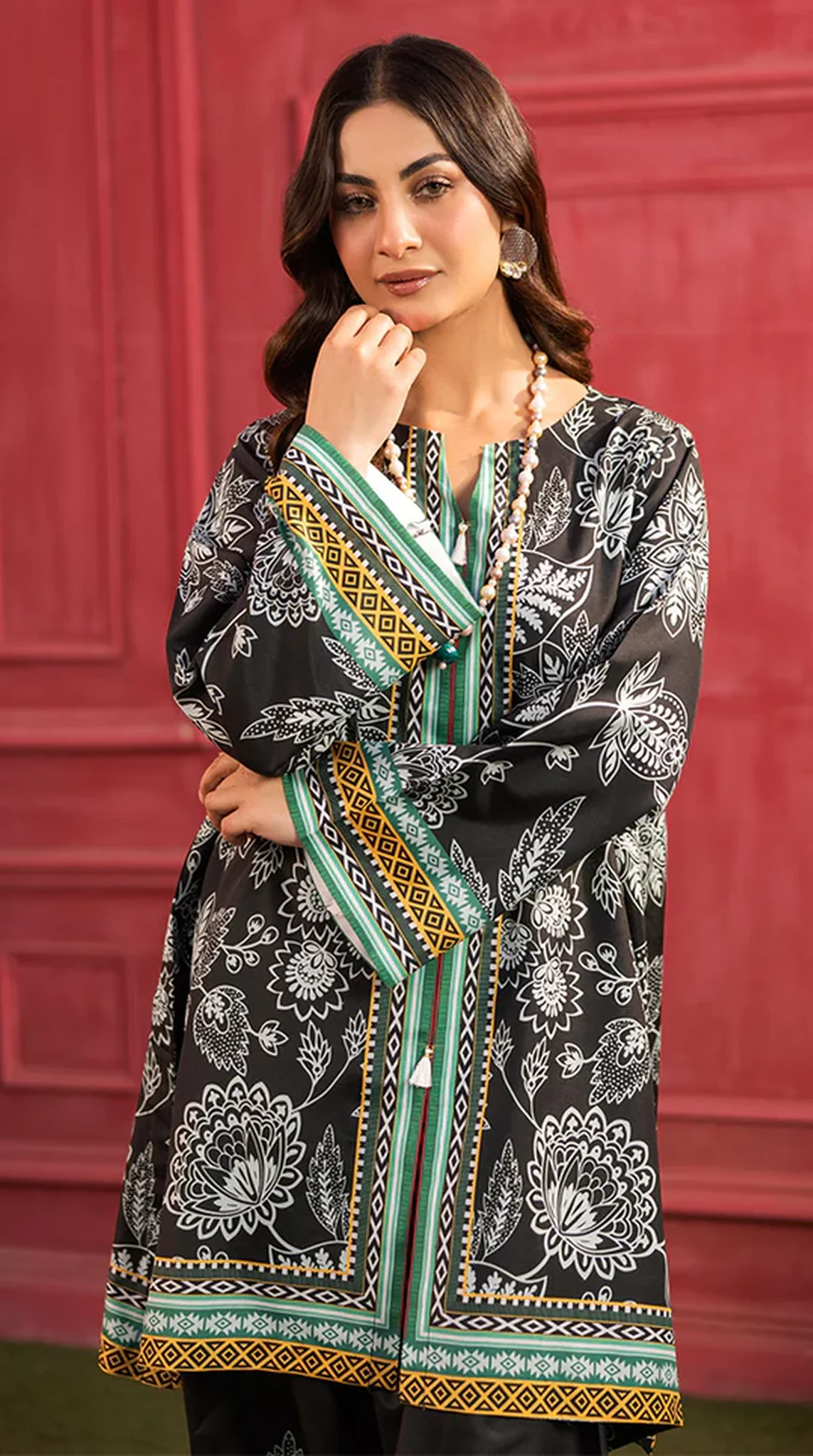 Black Lawn Printed Co-ord Set - Image 6