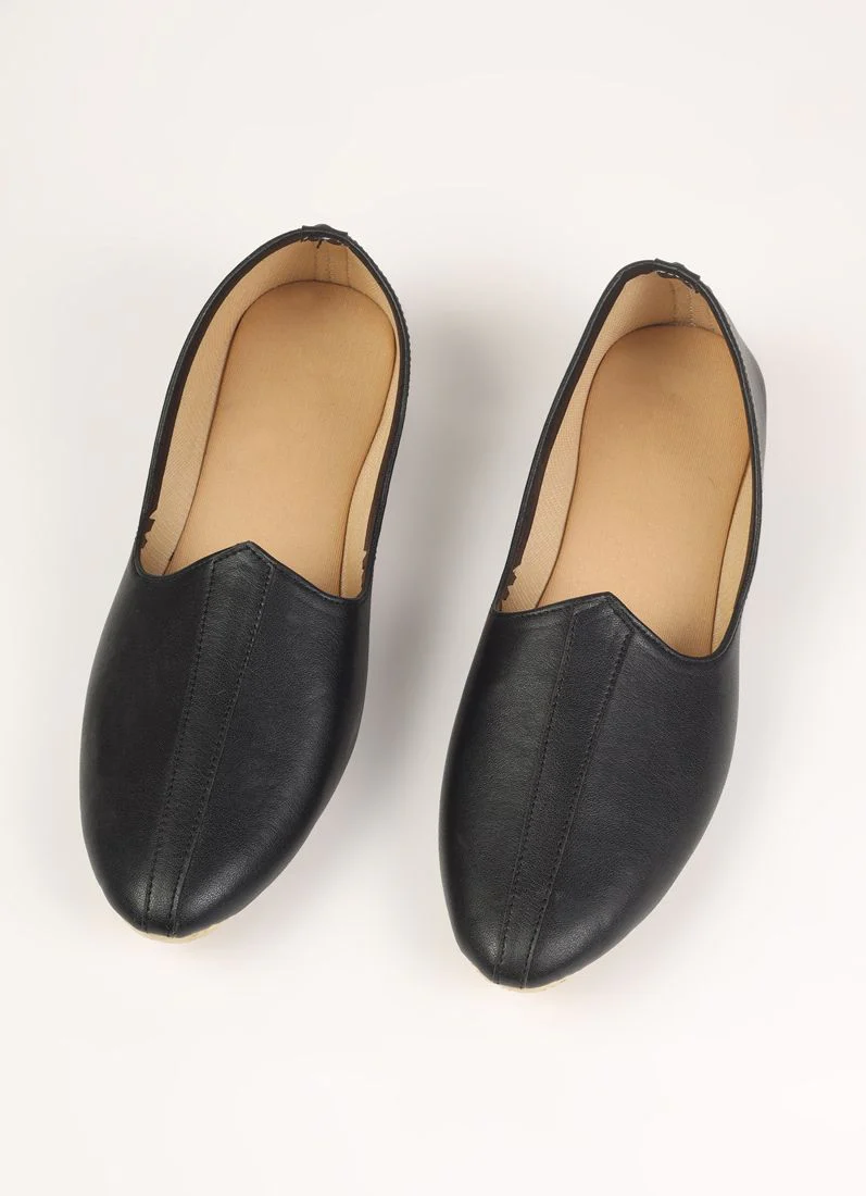 Black Leather Mens Jutti Pair - Image 3