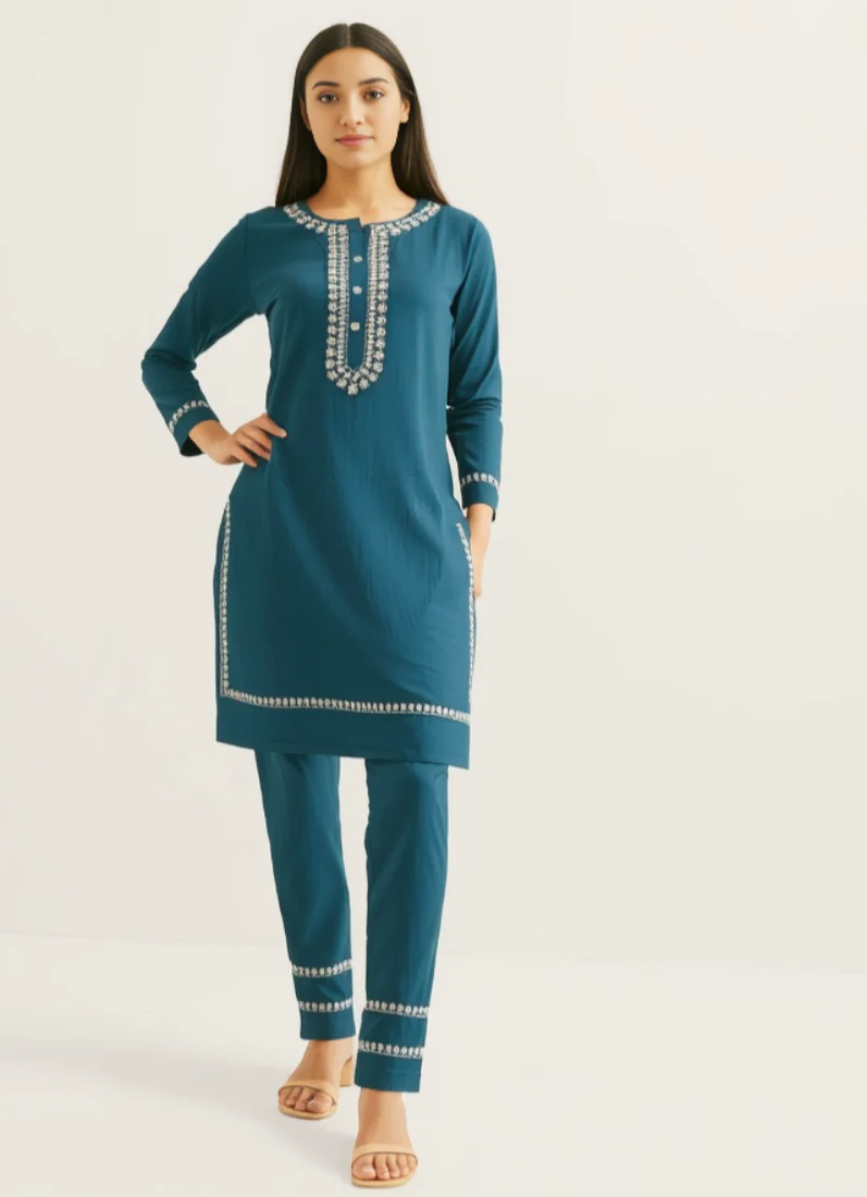 Rama Linen Embroidered Co-ord Set - Image 2