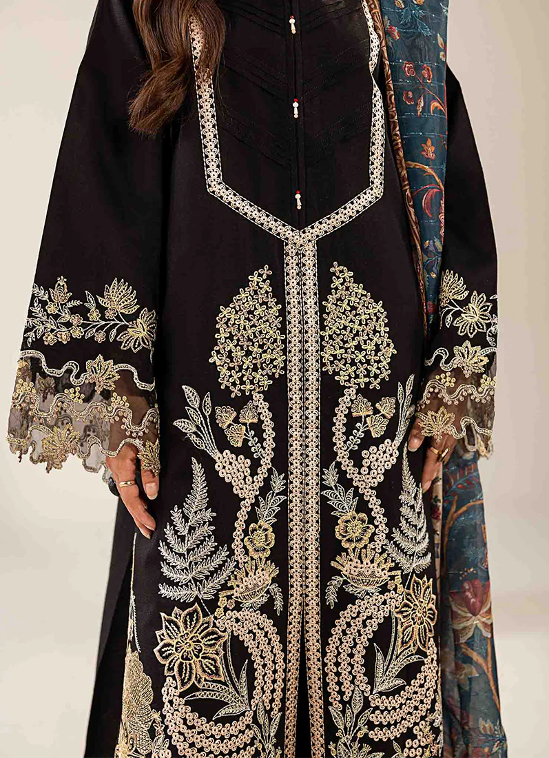 Black Loom Net Embroidered Suit Set - Image 4