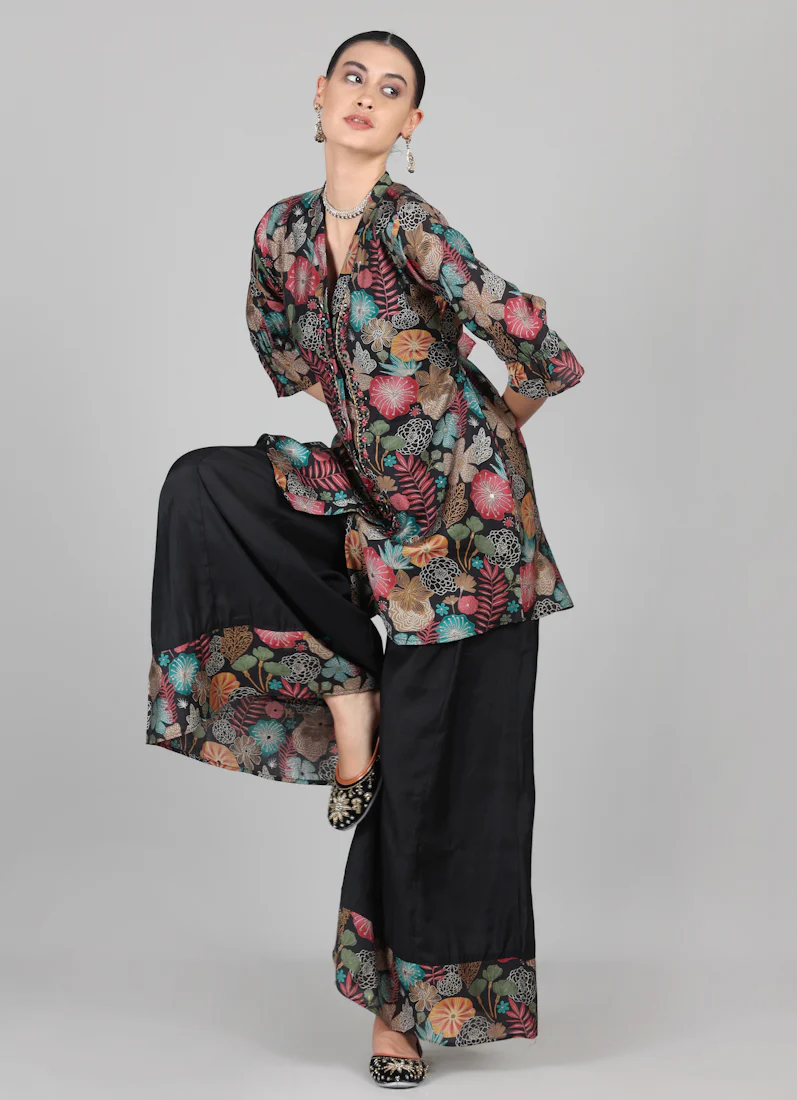 Black Modal Shirt Style Suit Set - Image 2
