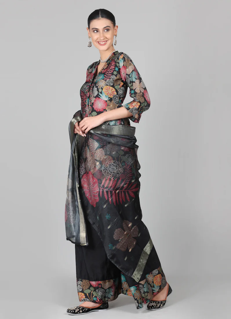 Black Modal Shirt Style Suit Set - Image 3