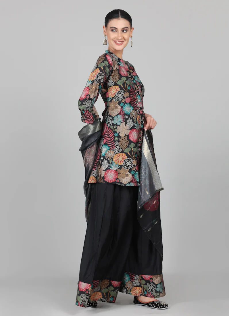 Black Modal Shirt Style Suit Set - Image 4
