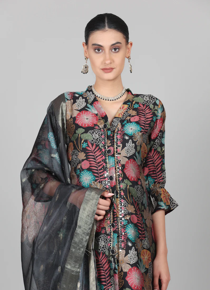 Black Modal Shirt Style Suit Set - Image 5