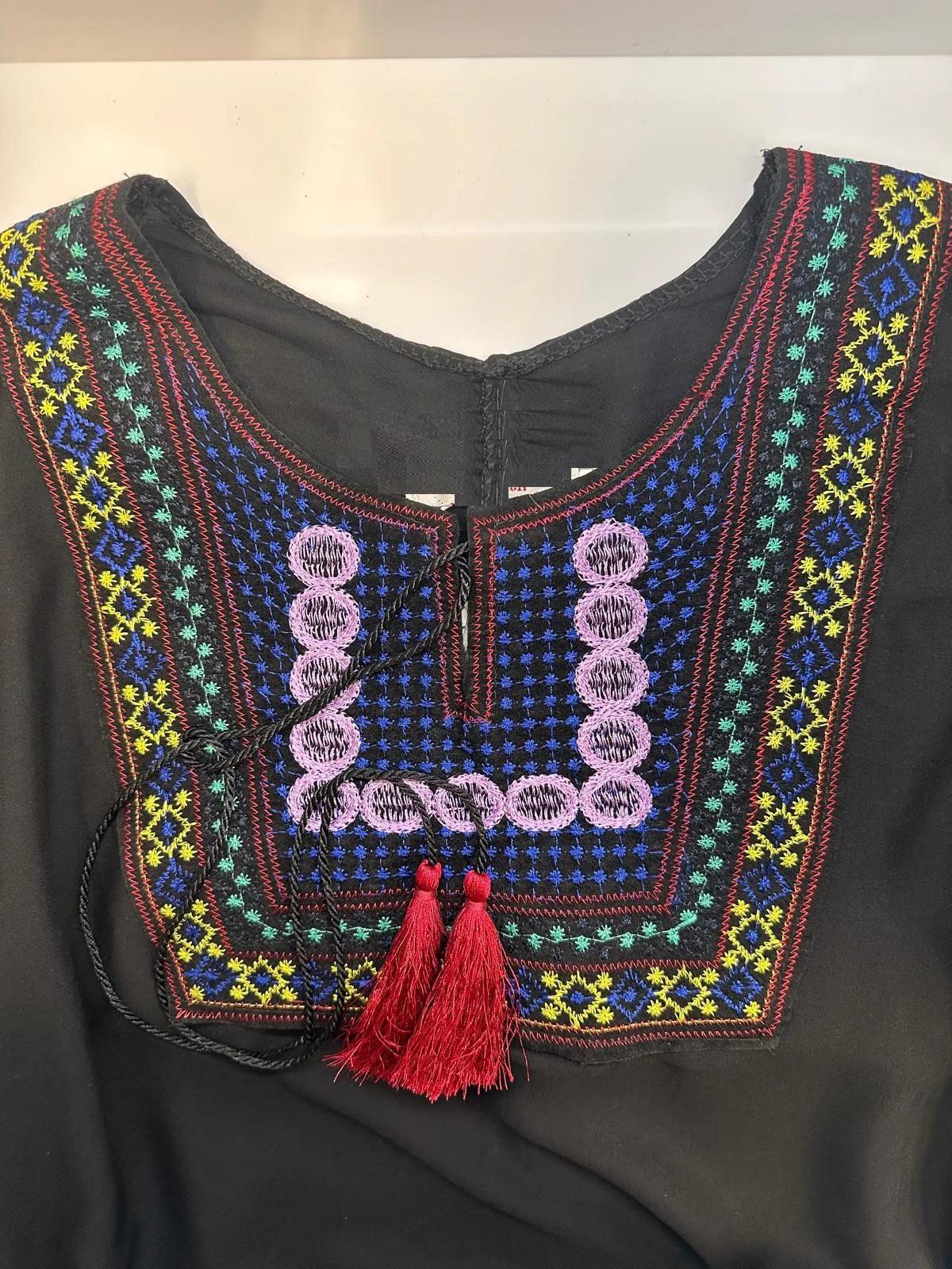 Black Multi Embroidered Kurti Top - Image 3