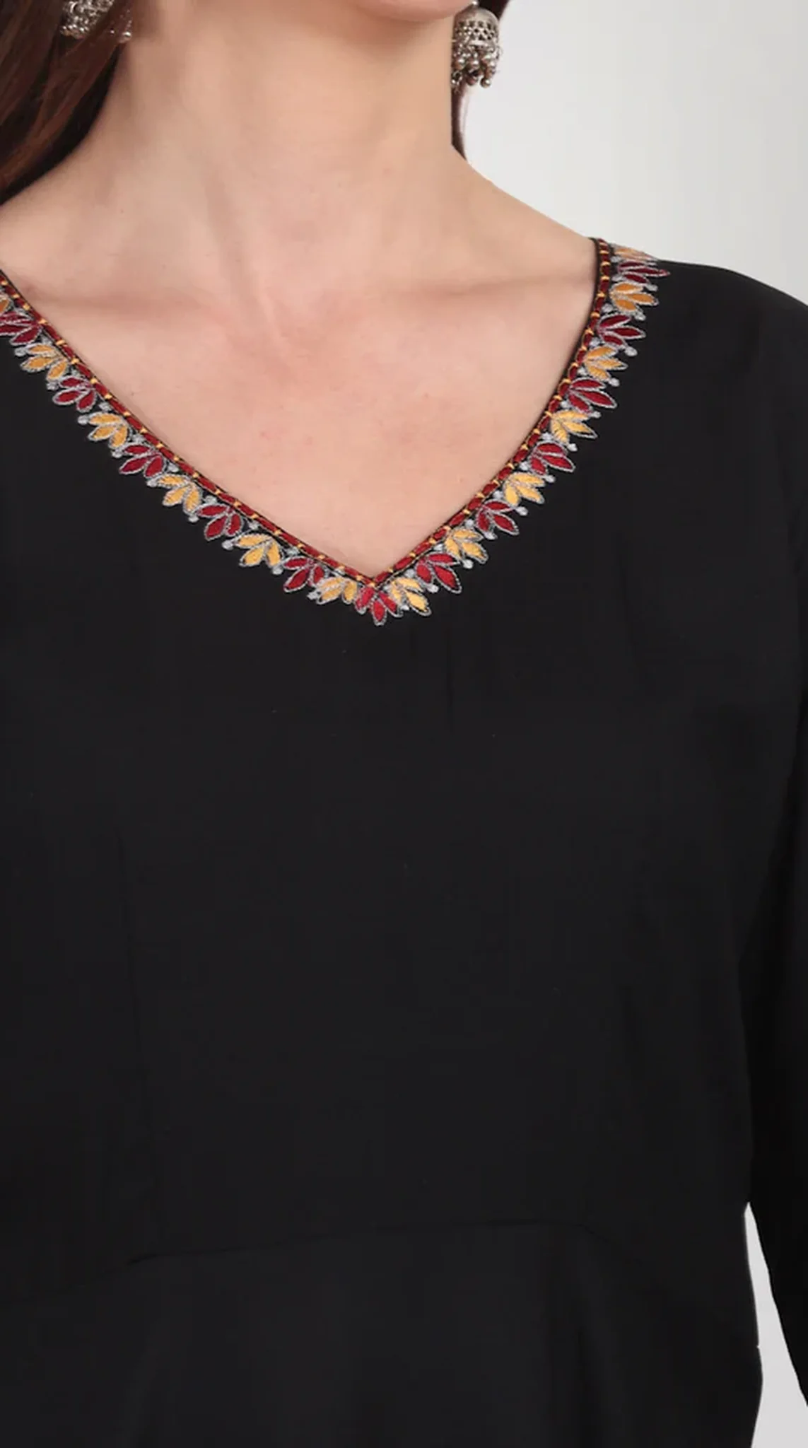 Black Rayon Peplum Shawl Suit Set - Image 7