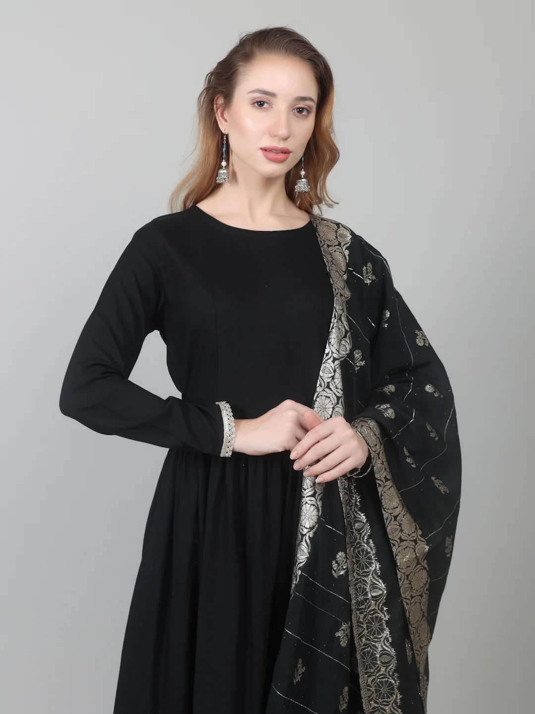 Black Rayon Peplum Suit Set - Image 5