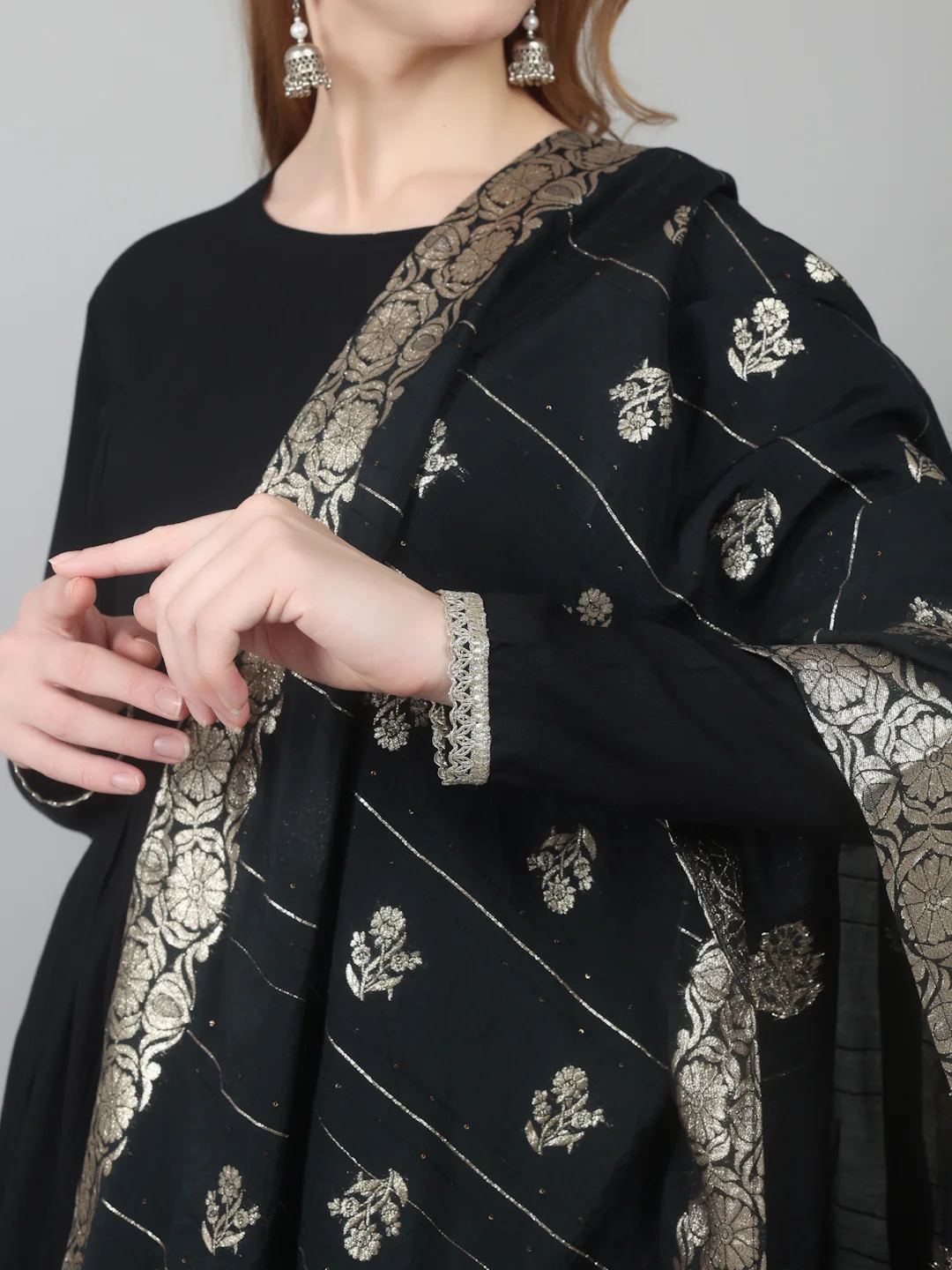 Black Rayon Peplum Suit Set - Image 6