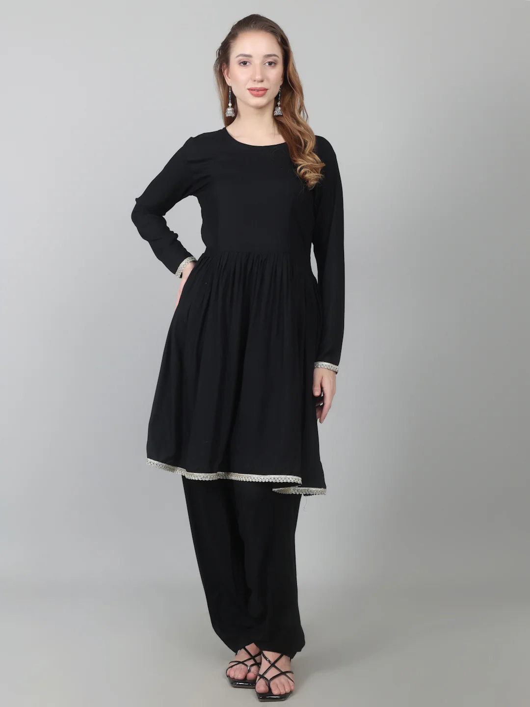 Black Rayon Peplum Suit Set - Image 8