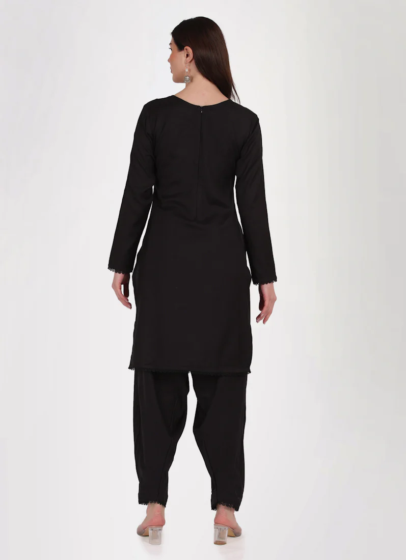 Black Rayon Shift Style Salwar Suit Set - Image 5